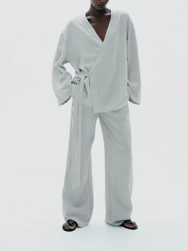 

New Arrival Women's Casual V-Ne Jaet Autumn 2025 Loose Long Pants Ethnic Stage Costume Comfortable Faionable Ladies' Wear