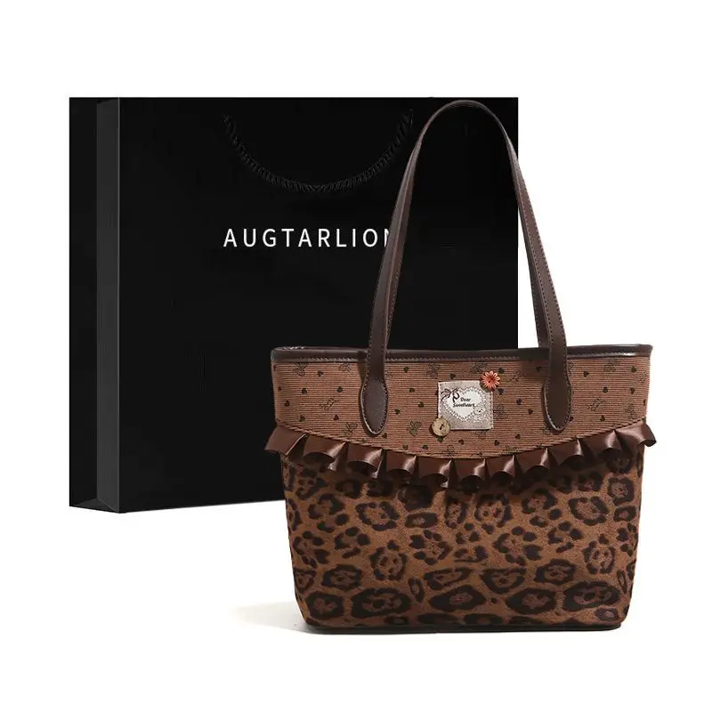 

New Fashion Package Versatile Going Out To Commute Leisure High-value Leopard Print Tote Bags Large-capacity Women Bag Niche