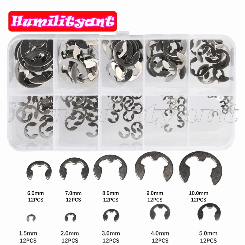 

120PCS E-clips Kit 304 Stainless Steel E-Clip External Retaining Ring Snap Internal Circlip Ring Assortment Kit