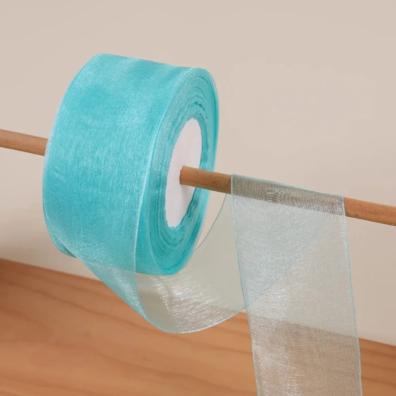 50mm 50 Yards/Rolle Transparentes Organzaband Spitzenstoff DIY Hochzeit Party Weihnachtsdekoration Kleidung Nähzubehör