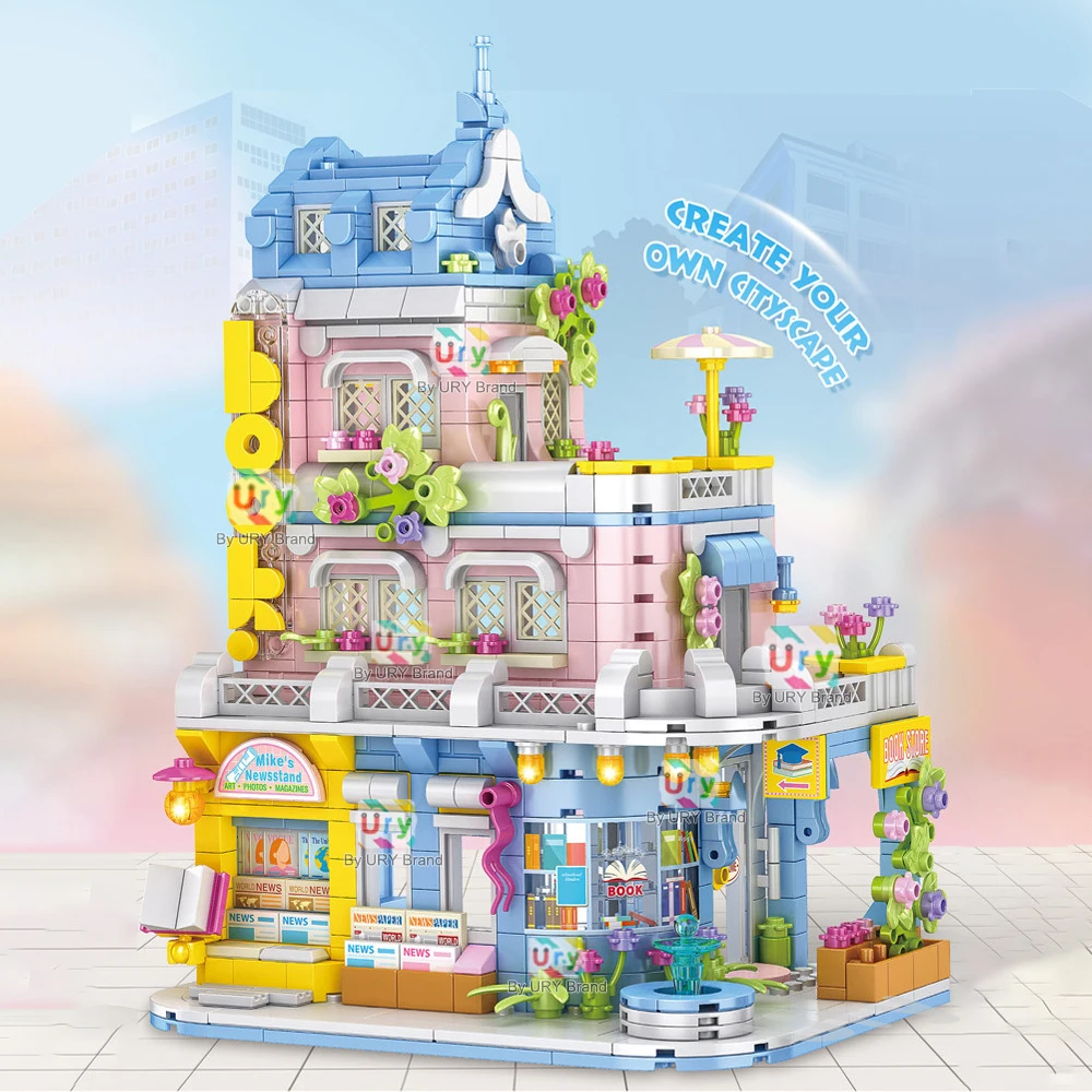 City Street View série amis maison boutique magasin de livres bibliothèque rétro bricolage jouets Architecture MOC blocs de construction pour enfants fille cadeau