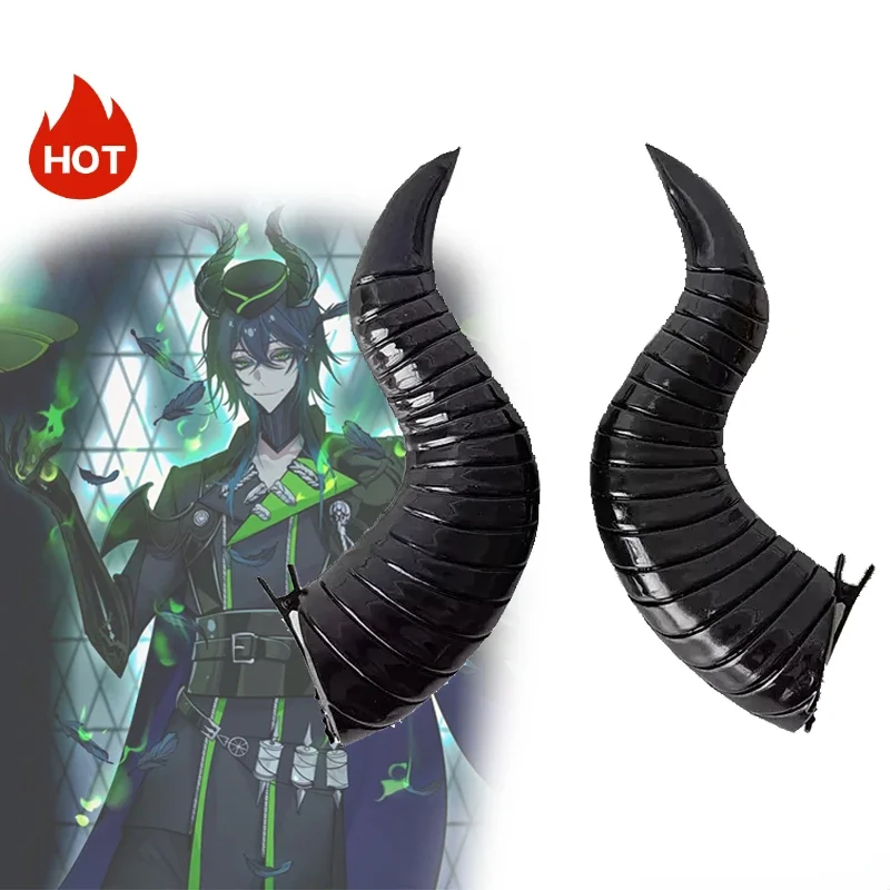 New 2025 Anime Malleus Devil Demon Black Horn Cosplay Headwear A Pair Of Hair Clips Headdress Halloween Carnival Props