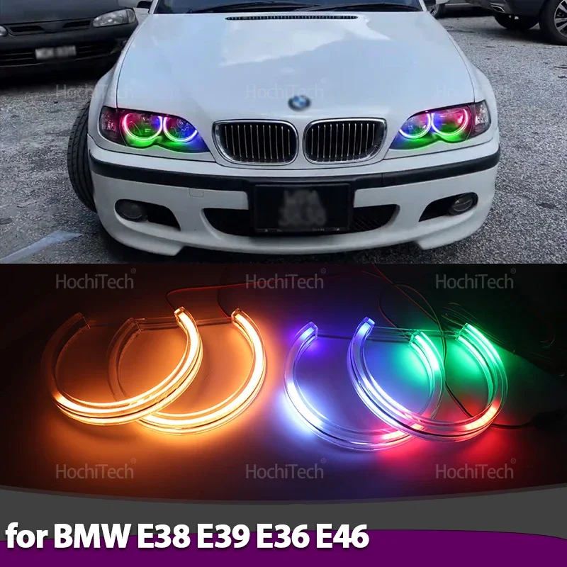 For BMW 3 5 7 Series E36 E46 E39 E38 Multi Colors App Control Angel Eyes Kit Ring Flashing Headlight Lamps with Turn Signal