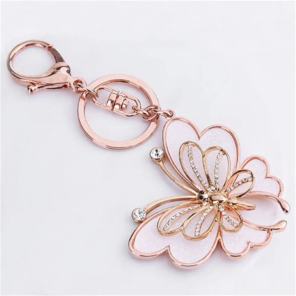 

Fashion Metal Rhinestone Backpack Pendant Interior Accessories Bag Key Ring Keys Holder Crystal Key Pendant Butterfly Keychain