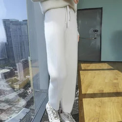 New Mink Fur Casual Pants For Autumn Winter, Women's Thick, Warm, Loose, High Waisted, Lace Up, Hanging Feeling, Small Leg Pants