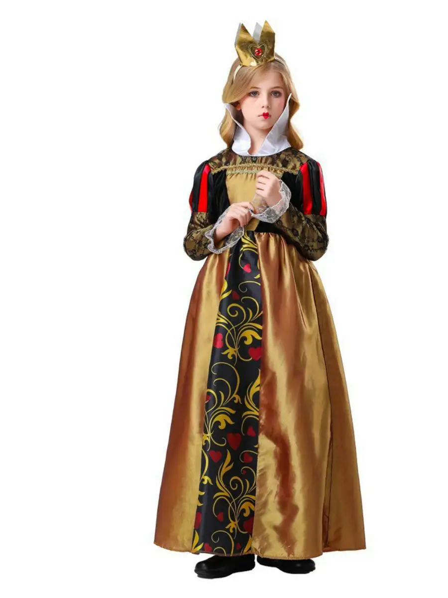 New Children's loween Alice in Wonderland Red Queen Costume Stage Performance Dr Fem Version Ele Ethnic Stage Ou...