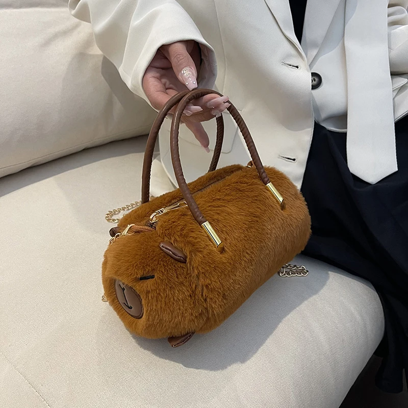 Cartoon Fashion Personal Kawaii Capybara Crossbody Bag Funny Cute Capybara Plush Backpack Large Capacity Versatile Tote Bag