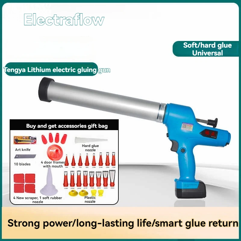 

Cordless Electric Caulking Gun Dual Lithium Battery Auto Dispensing For Window Door Sealant Construction Silicone Glass Glue