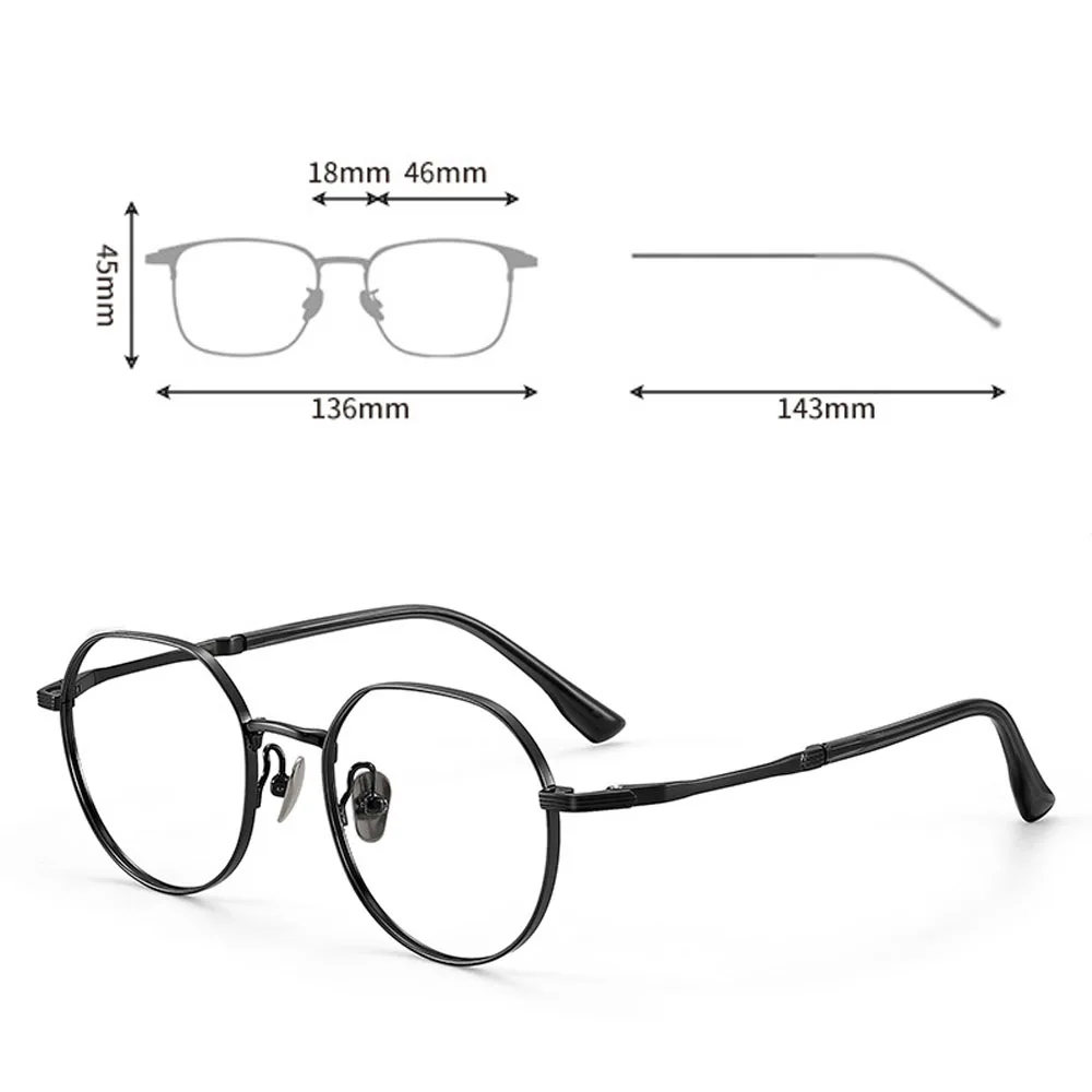 Ultralight Pure Titanium frames Myopia Eyeglass Women's Round Reading glasses Retro Full Frame Myopia Fashion Spectacles Frames