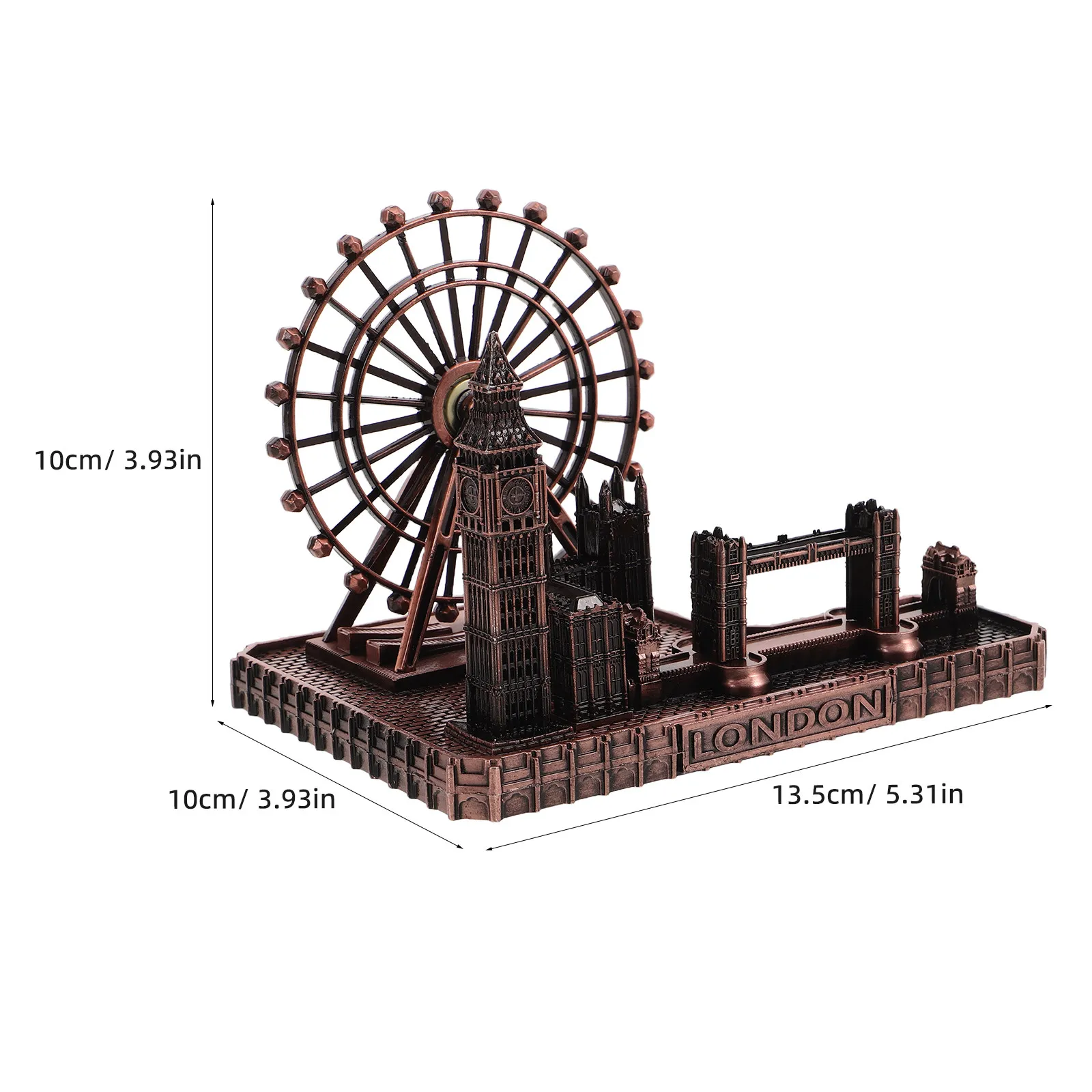 Metal London Landmarks Sculpture Featuring Tower Bridge Iconic Architecture Shimmering Finish Desktop Bookshelf Decor