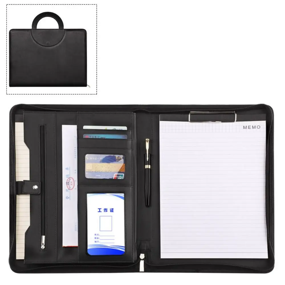 

PU Leather A4 Clipboard Folder Stationery Multifunctional Document Organizer Portable with a4 Notepad Business Folder Briefcase