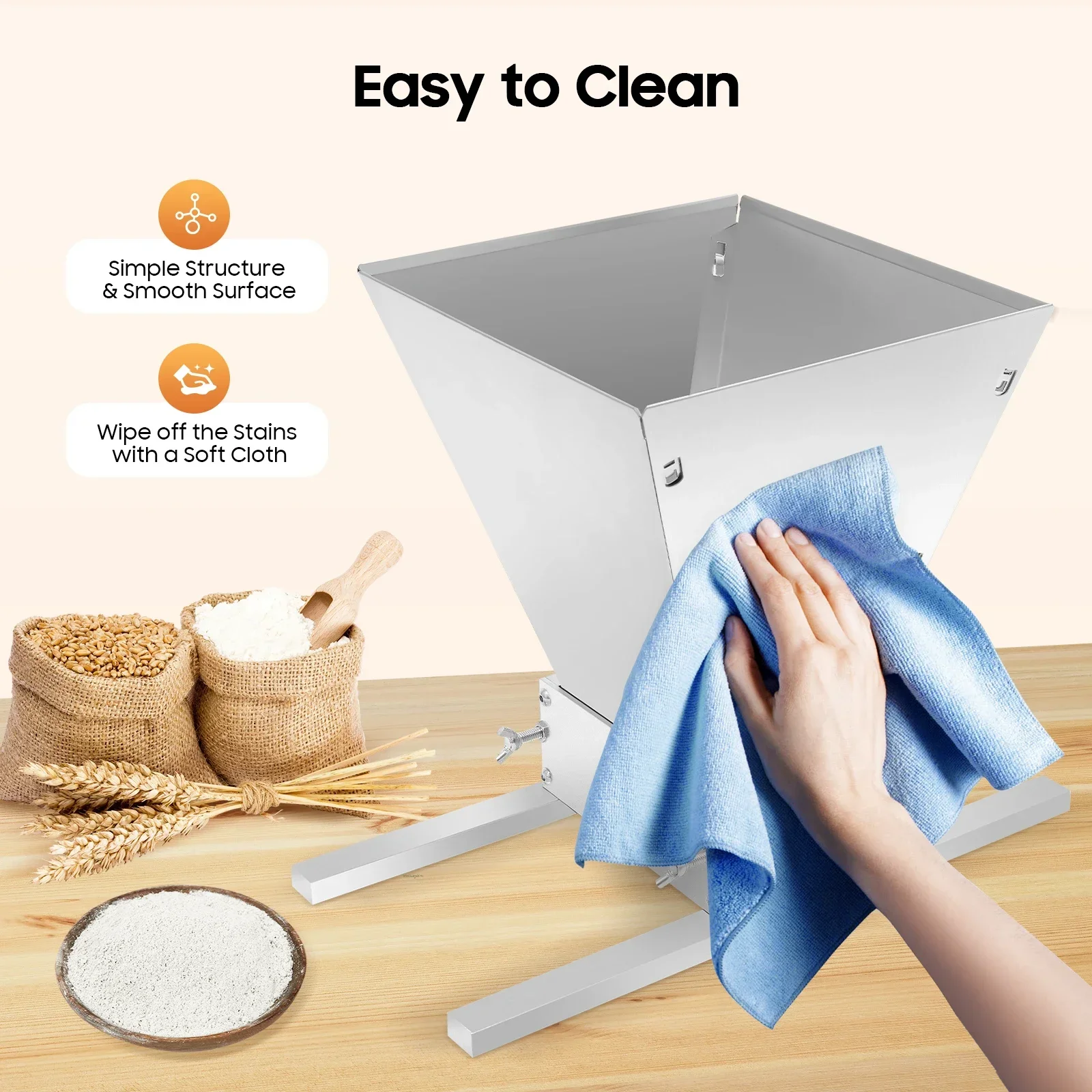 Macchina per tritare il mais con trapano a bassa velocità regolabile da 4 litri con mulino manuale per cereali a rulli