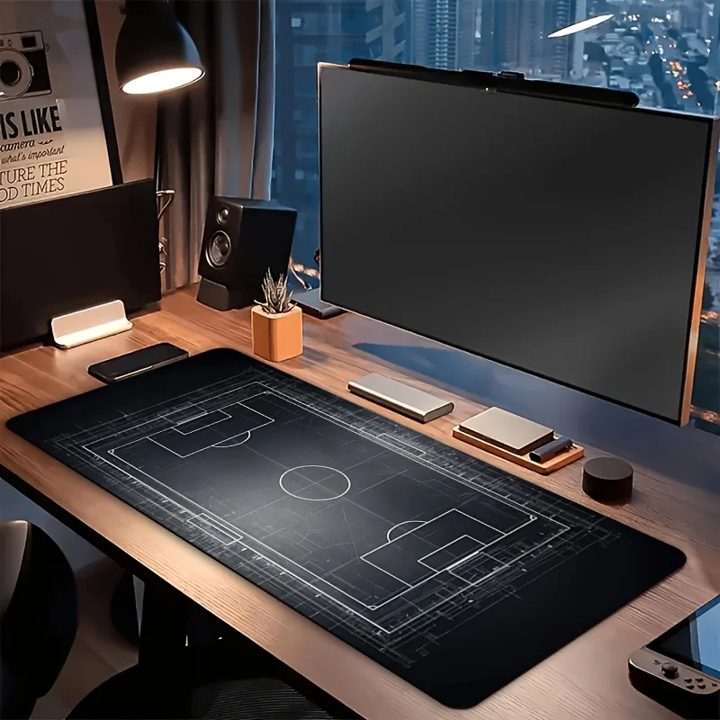 CIFBUY Blueprint Pattern Extended Desk Mat Non-Slip Rubber Base Smooth Surface PC Laptop Office Desktop Decoration Desk Pad