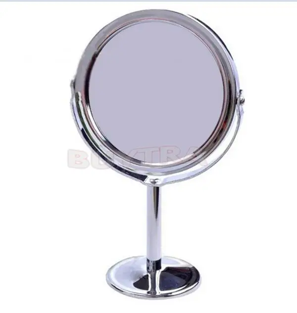 FEN122  Mirrors Stainless Steel Holder Cosmetic Bathroom Double-Sided Desk Makeup Mirror Dia 8cm Women Ladies Home Office Use