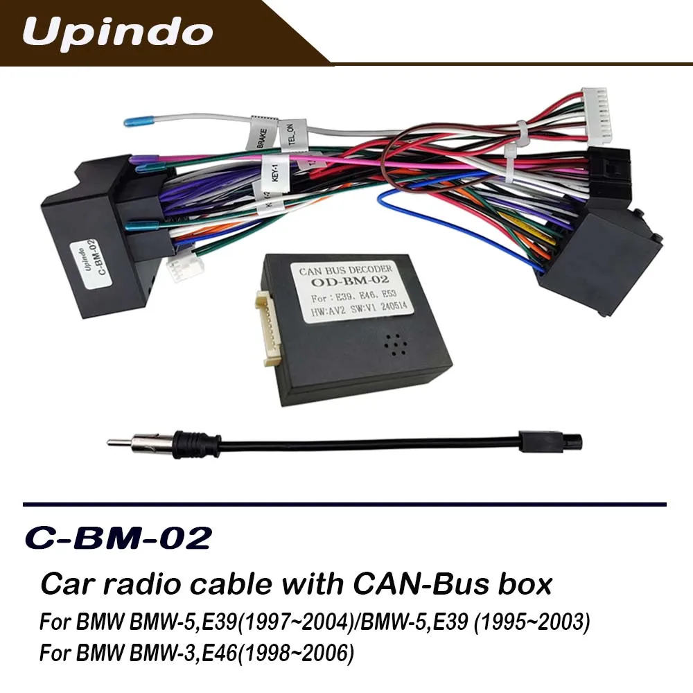 

Кабель-адаптер Upindo для автомагнитолы с декодером CAN-шины для BMW 3 и BMW 5 серии E39 E46, для Android-магнитол, силовой разъем