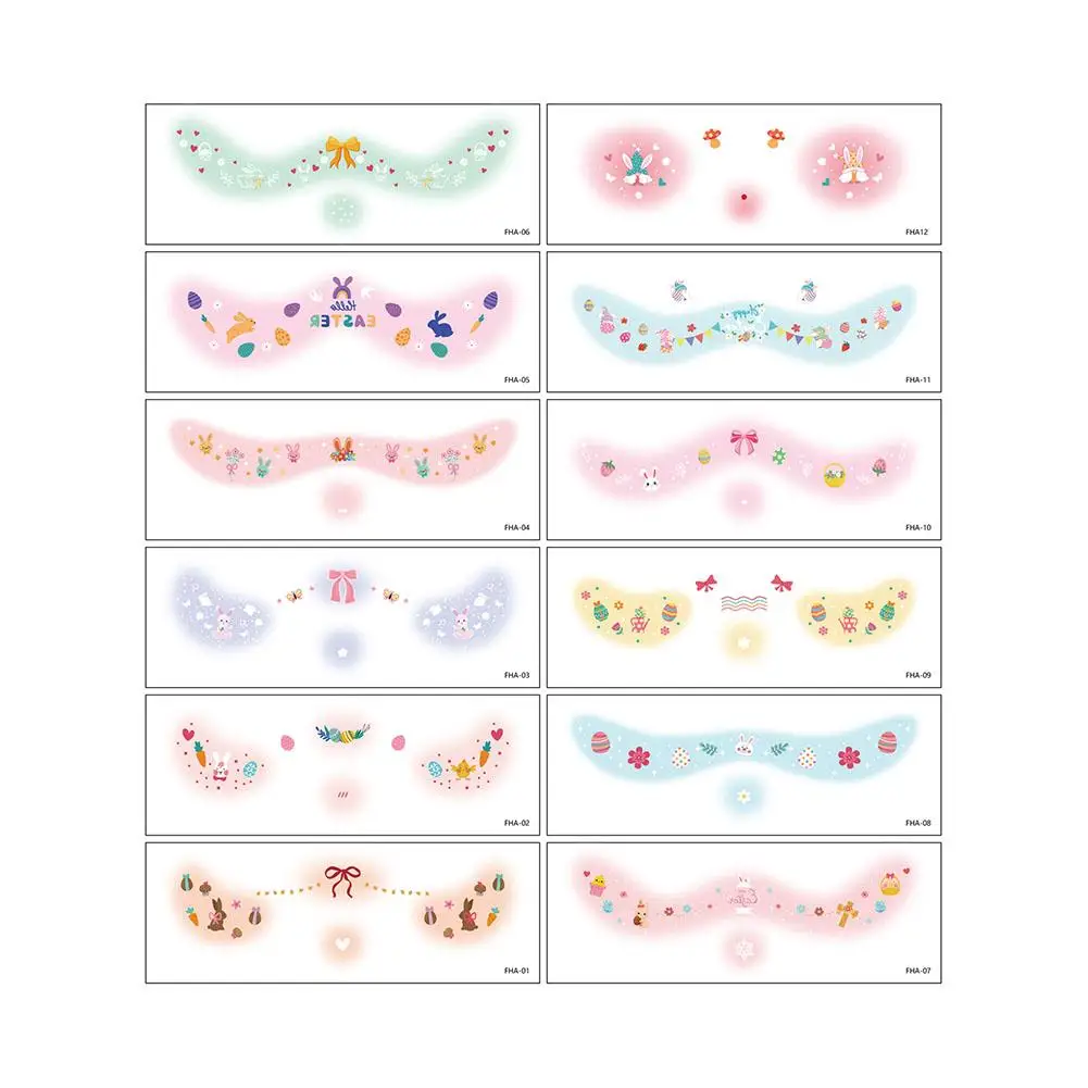 Trendy Glitter Face Tattoo Waterproof Temporary Face Makeup Patches Red DIY Tattoo Sticker 2025 New Year N EWW