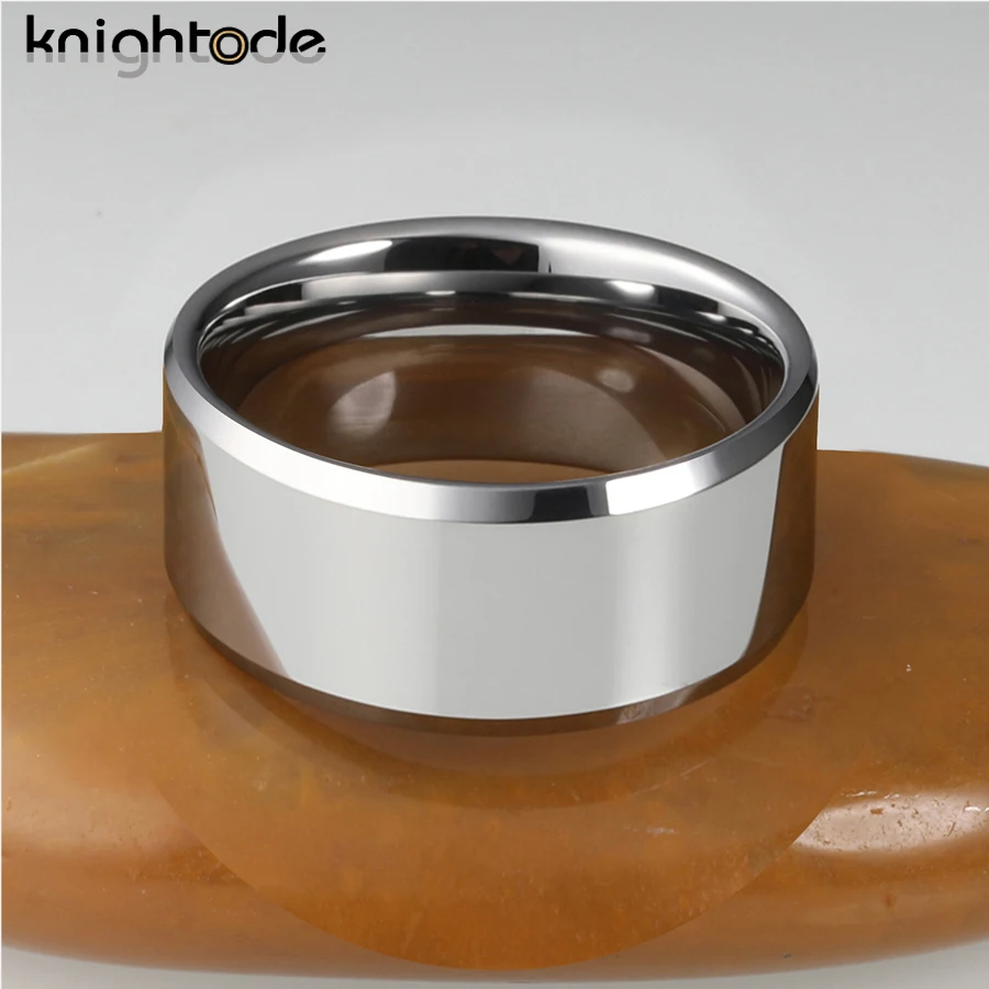 High Polishing Tungsten Carbide Rings 12mm Wide Big Thumb Men's Wedding Band Party Jewelry Beveled Edges Comfort Fit