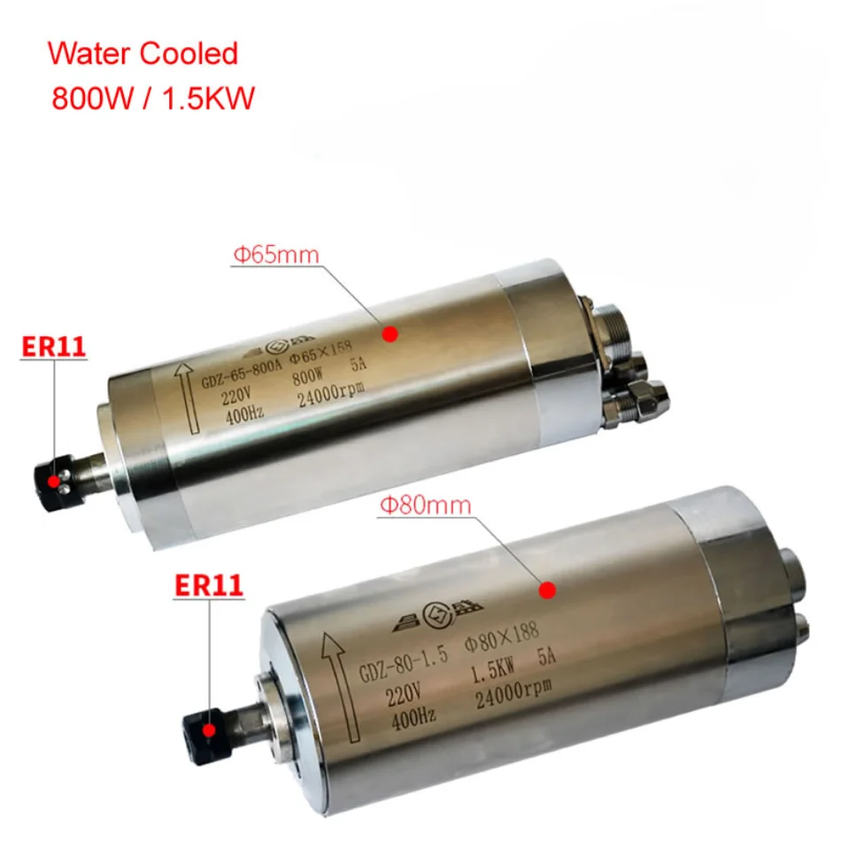 Cnc Spindelmotor 800W 1.5kw 220V Waterdichte Waterkoeling Graveermachine Z As As 65Mm 80Mm Spindelklem Houder Beugel
