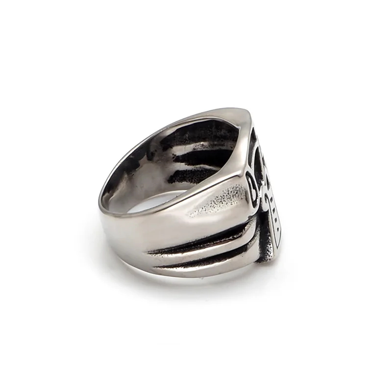 Wholesale Price Men\'s Silver Color Gothic 316L Stainless Steel Seven 7 Number Ring  Jewelry