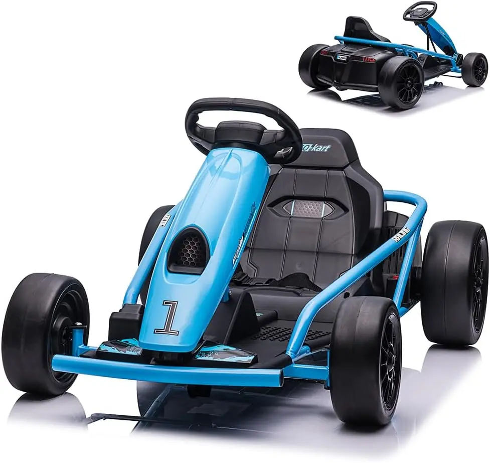 Ride on Go Kart for Kids, 24V 9Ah Battery Two 300W Motors, 8MPH Fast Drifting Circling Car, Electric Ride Toy Slow Start Functio