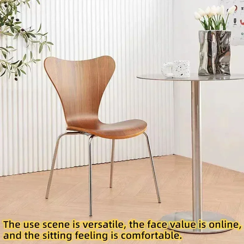

Home Modern Simple Dining Chair Seven-word Online Celebrity Armchair Chair Nordic Wood Curved Sillas De Comedor Home Furniture