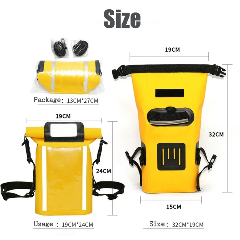 Waterproof Dry Bag Roll Top Waterproof Backpack Phone Pouch Cycling Bag for Camping Boating Swimming Beach Fishing Rafting