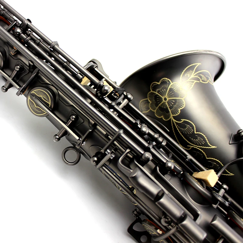 Vintage Series Alto Saxophone EB-Polished Black Finish with Abalone Shell Buttons Professional Brass Instrument Rust Resistant - view 3
