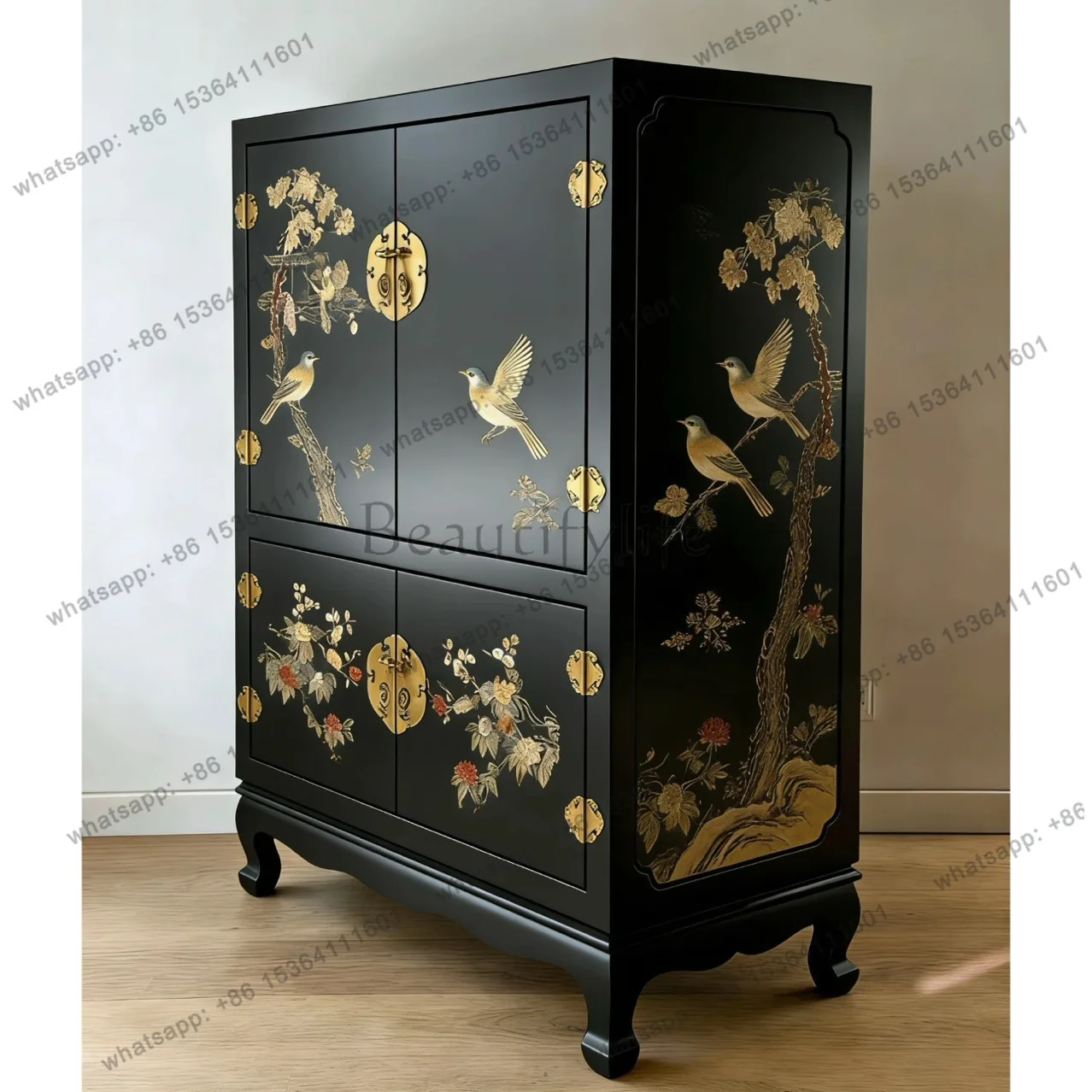 Neoclassical Chinese hand-painted porch cabinet locker