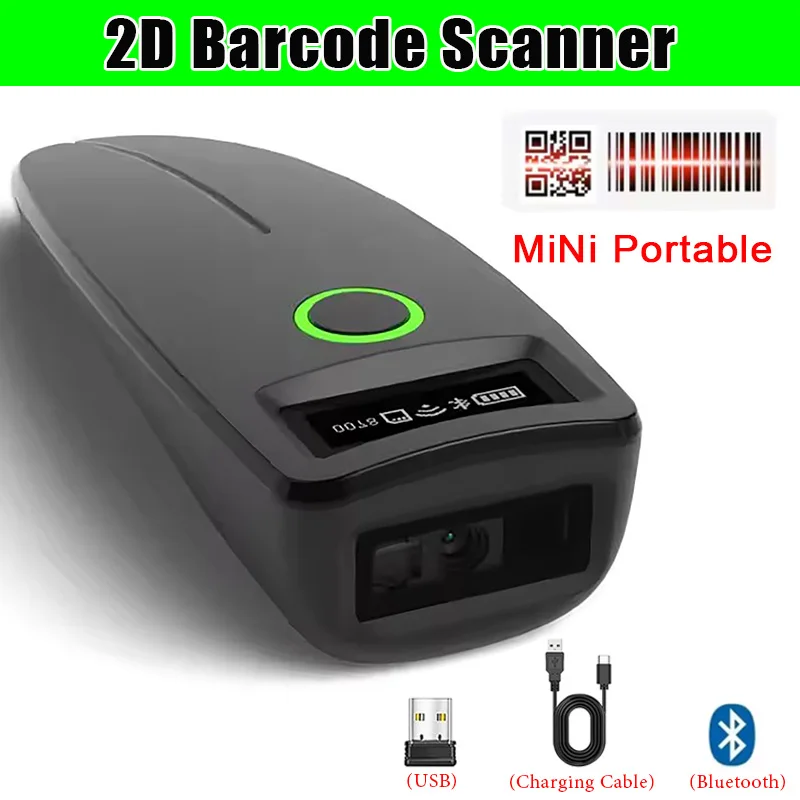 

Беспроводной сканер штрих-кода W7 Mini Wireless Bluetooth Handheld 1D 2D QR Code Data Matrix PDF417 Reader с функцией хранения
