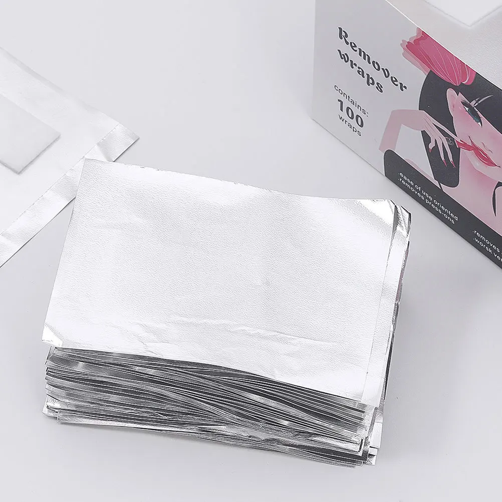 

100Pcs Nail Polish Remover Foil Wraps Aluminum Foil Nail Soak Off Gel Polish Remover Pads Sheets for Salon and Home Use