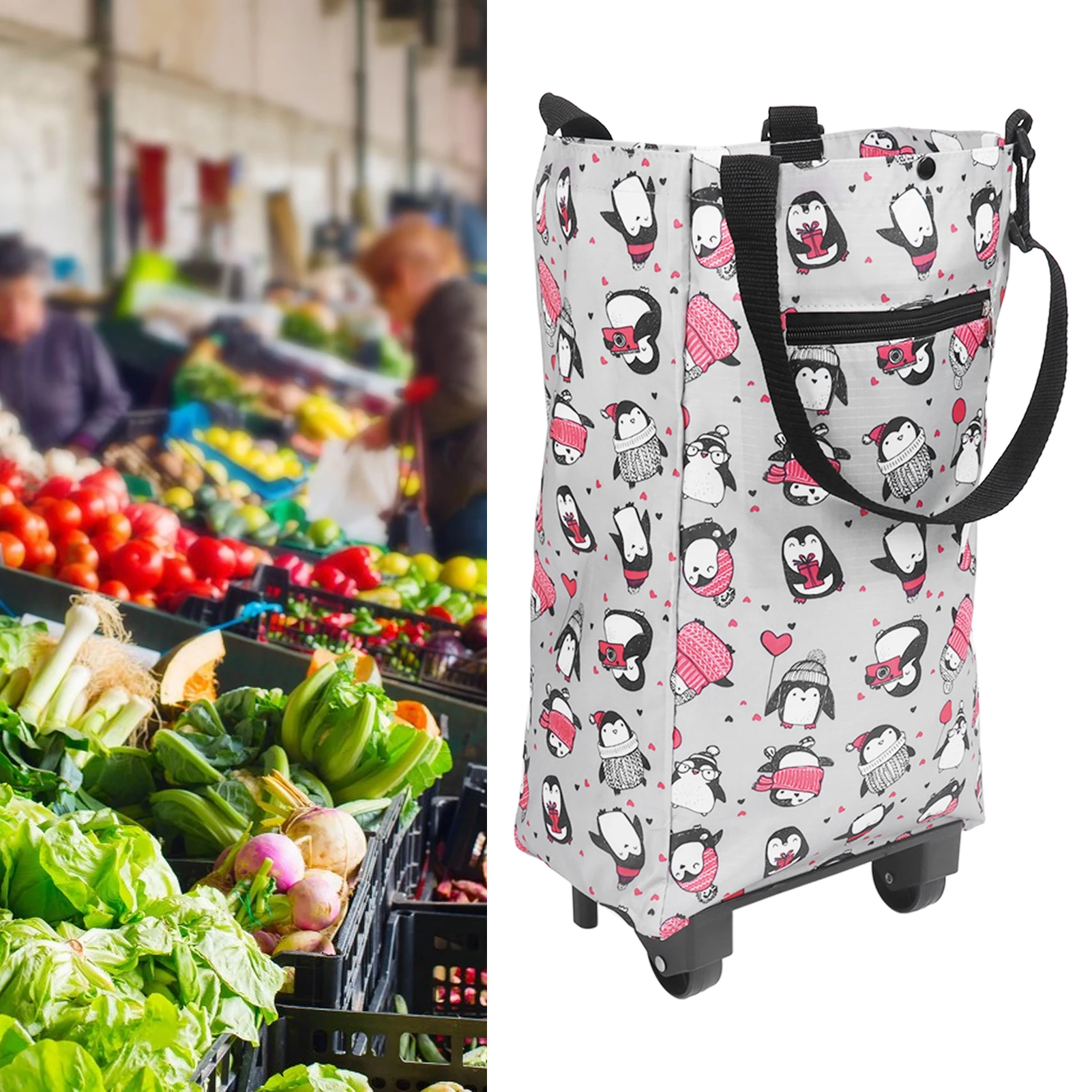 Household Shopping Cart Elderly Shopping Bag Grocery Foldable Cart Shopping Trolley Grocery Carts for Outdoors