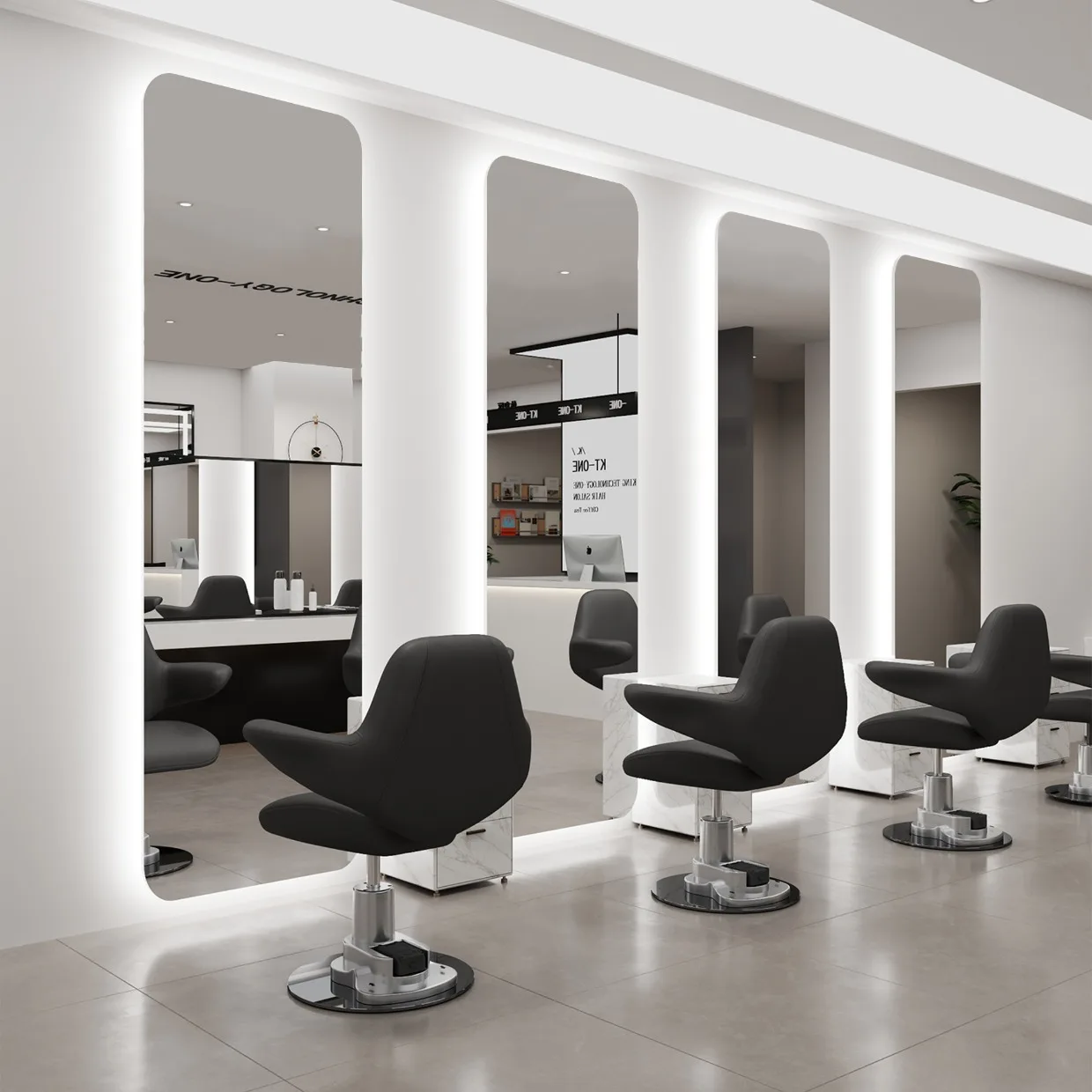 Customizable Simple  Large Rectangular LED Mirror with Optional Touch Switch for Barber Shop Salon Use