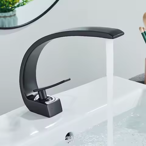 Luxury Brass Basin Faucet Deck Mounted Black Hot Cold Water Tap Bathroom Basin Wash Mixer Tap Single Hole for Bathroom