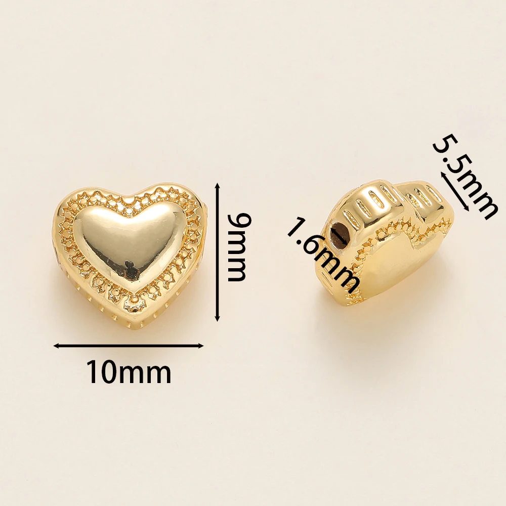 2Pcs/Pack 14/18K Gold Color Plated Heart Shape Charms Spacer Beads for Handmade DIY Necklace Jewelry Making Accessories image 5
