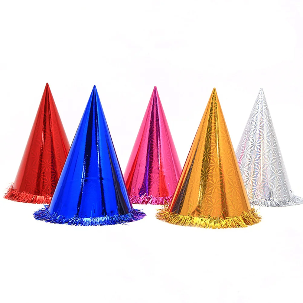 

18pcs Birthday Party Cone Hats with Glittering Tassel for Kids and Adults (Mix Color) cone party hats