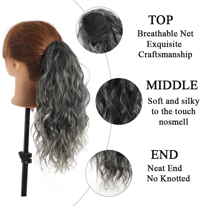 Lupu Synthetische 12 Inch Krullend Golf Trekkoord Paardenstaart Korte Paardenstaart Extensie Voor Vrouwen Clip In Nep Paardenstaart Krullend Pony Staarten