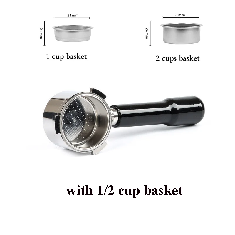 51mm Portafilter do kawy bez dna do Delonghi EC680/EC685/EC785/EC885 uchwyt do kawy ze stali nierdzewnej z 1/2/4 kubkiem