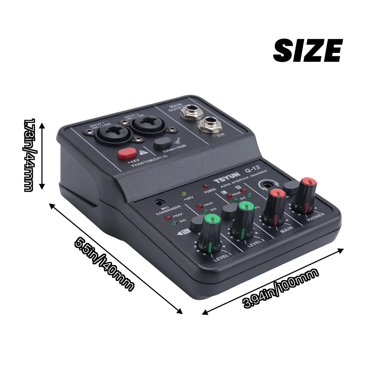 Q-12 scheda audio o Mixer scheda audio Console Desk System Interface 4 canali 48V Power Stereo Computer Sound Card