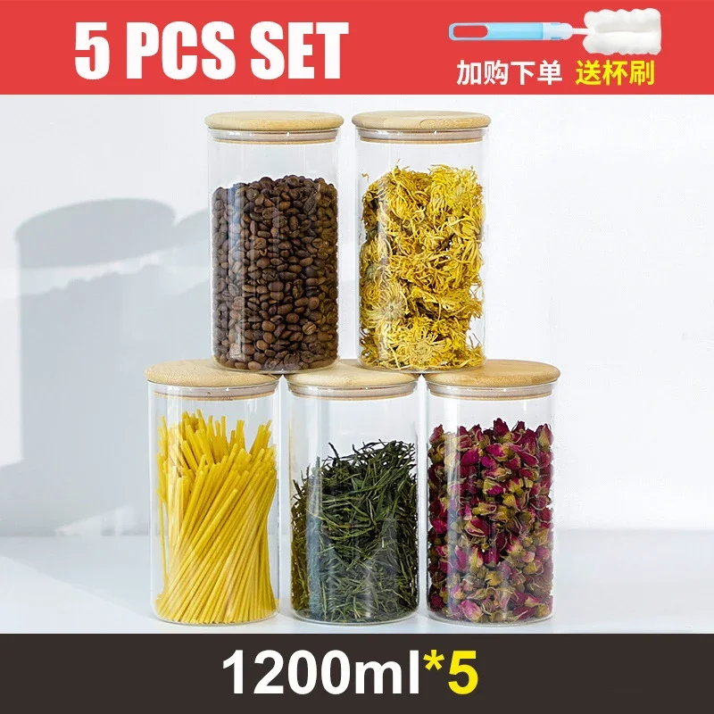 

Storage Jar Kitchen Grain Storage Box Jars Food Grade Bottle Jars with Lid Tea Storage Jars 5PCS-6PCS SET 450ml 800ml 1200ml