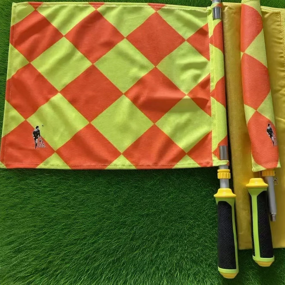 

2 pcs Handle detachable Professional Rotatable Linesman Flags for Official Soccer Events Waterproof Referees Flags with PU Bag