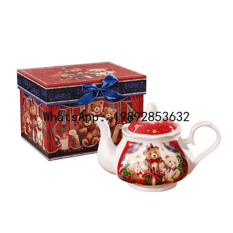 

P1 mug coffee cup with spoon bone china bone china cup cartoon bear gift box with lid--4 pcs