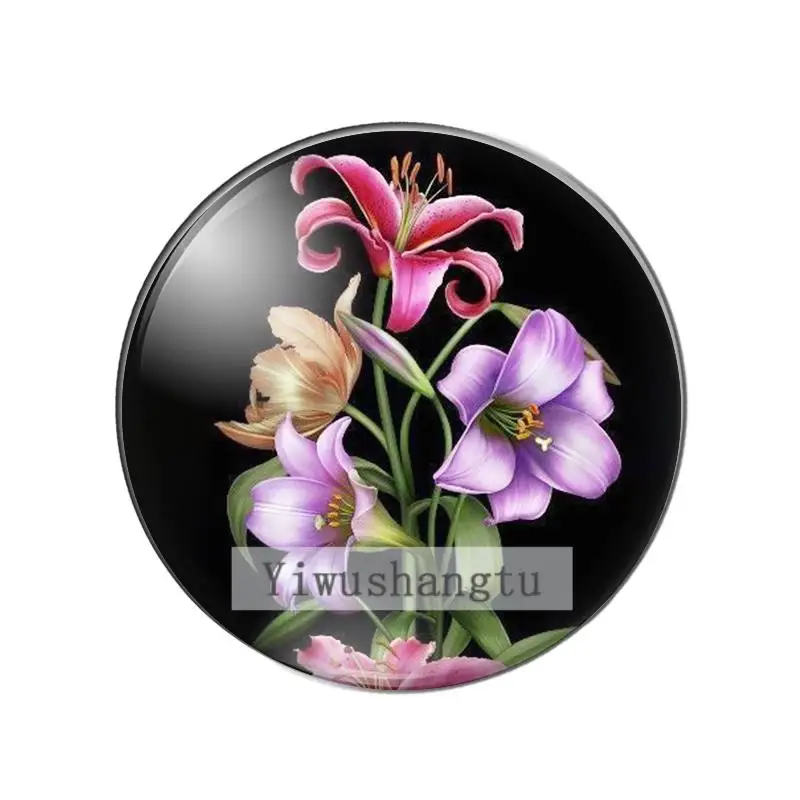 New love Beauty rose Vintage flowers  8mm/10mm/12mm/18mm/20mm Round photo glass cabochon demo flat back Making findings ZB0543