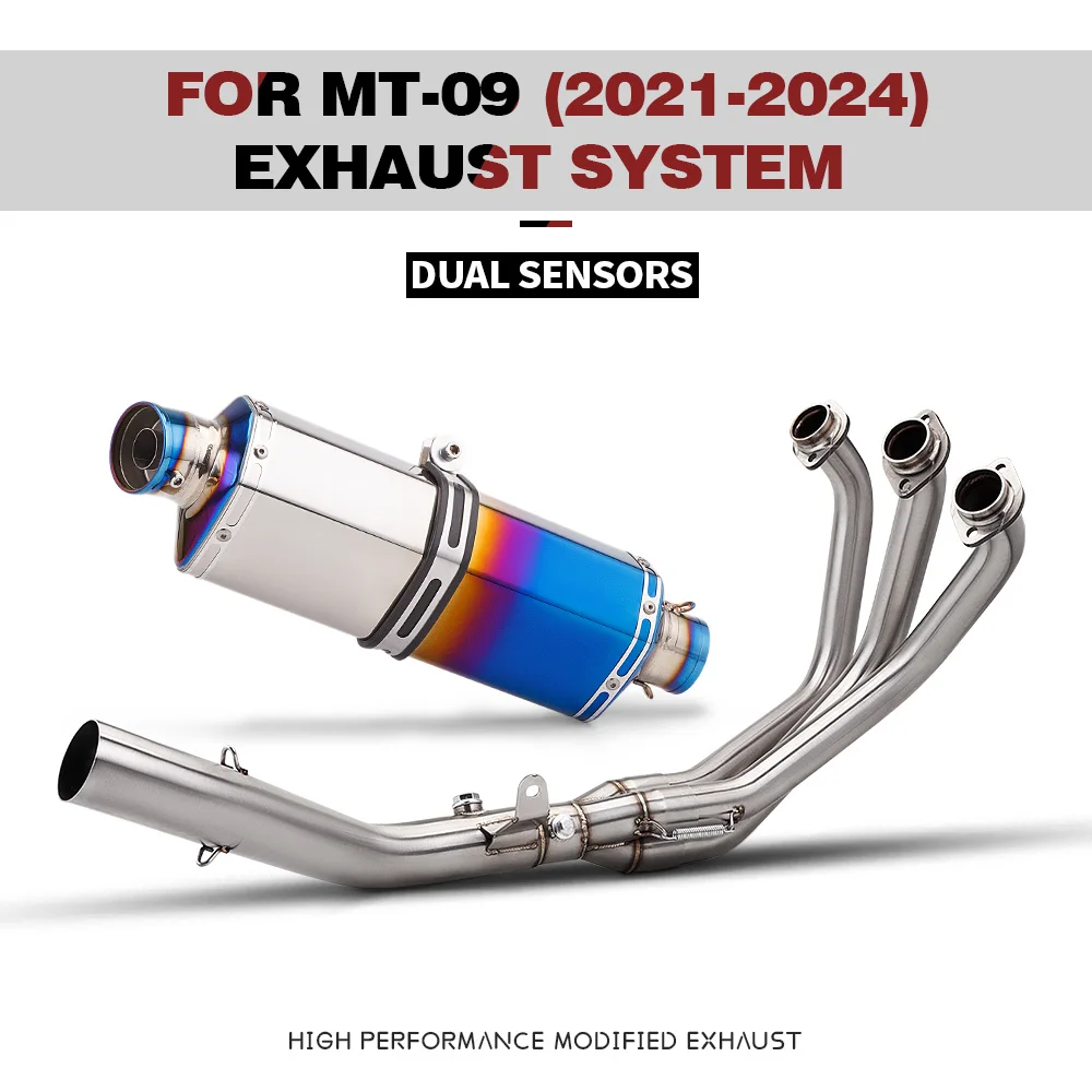 

Motorcycle Exhaust Escape Slip On For MT09 MT-09 XSR900 2021-2024 DUAL SENSORS Front Link Pipe 51mm Muffler