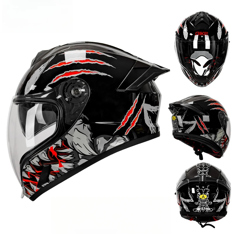 Casco De motocicleta Para conductor, máscara completa, protector solar, doble lente, para hombres y mujeres, lentes largas, Cascos Para Moto, Capacetes De Mot