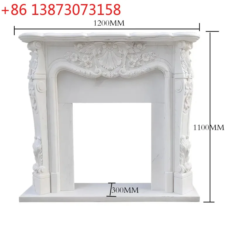 02M French European Natural Marble Fireplace Mantel TV Cabinet
