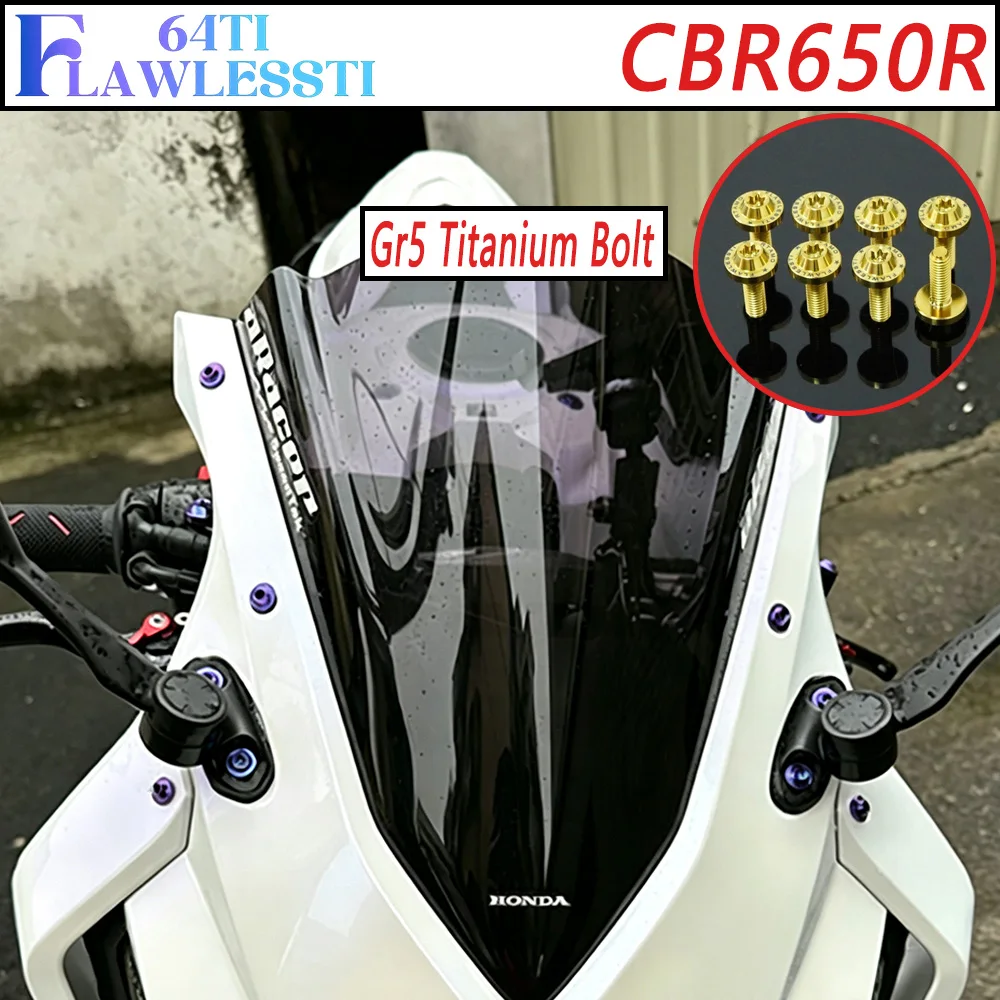 FLAWLESSTI Gr5 Titanium Bolt Front Fender Windshield Brake Clutch Lever Mirror Footrest Oil Tank Bolt For Honda CBR650R