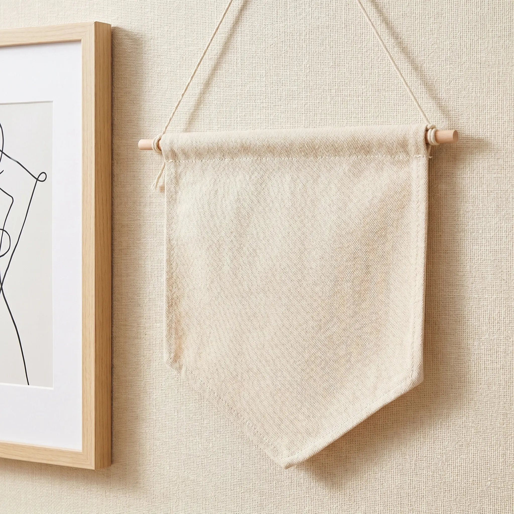 Pin Display Pennant Banner Natural Cotton Plain Blank Canvas Wall Banner Enamel Lapel Pin Badge Flag for Home Office