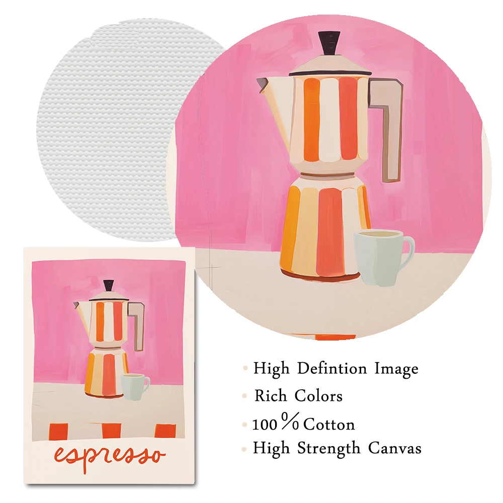 Italian Quotes Espresso Coffee Moka Pot Wall Art Canvas Painting Kitchen Posters And Prints Pictures For Cafe Living Room Decor