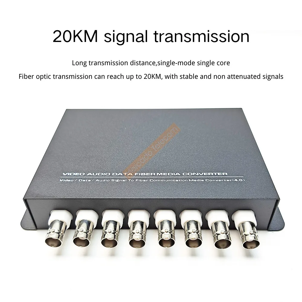 8 Channels Video over Fiber Optic Media Converters for Camera Surveillance Transmitter and Receiver Single Mode Simplex