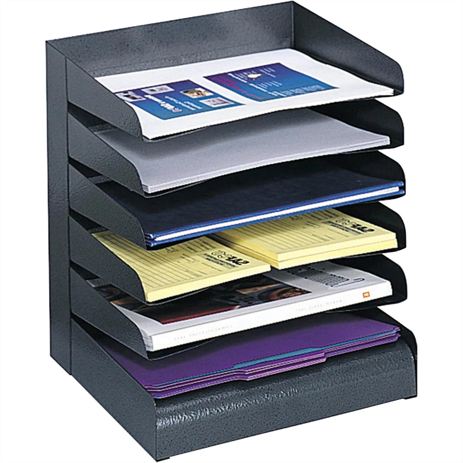 

Desk Organizer 6 Shelves Mail Sorter, Commercial Grade Steel for Office Classroom, Durable Black